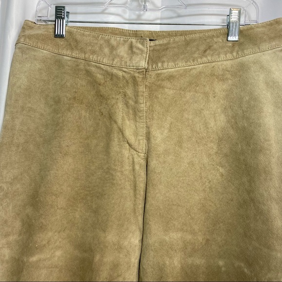 100% Suede Leather Tan Khaki Fall Winter Pants Womens Size 12 Large - Picture 4 of 10